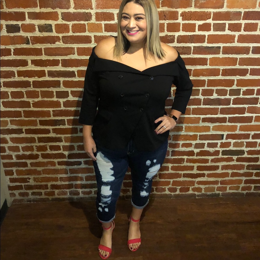 Off shoulder black blazer. Worn once.